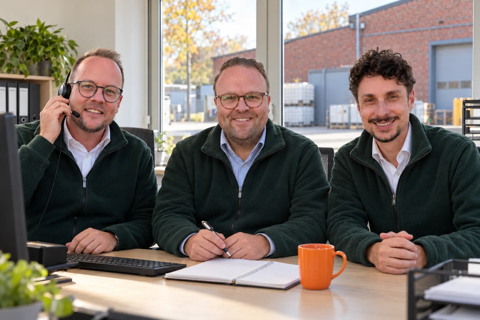 Peer Steinmann, Dominik Westhöfer und Marius Holtermann im Büro